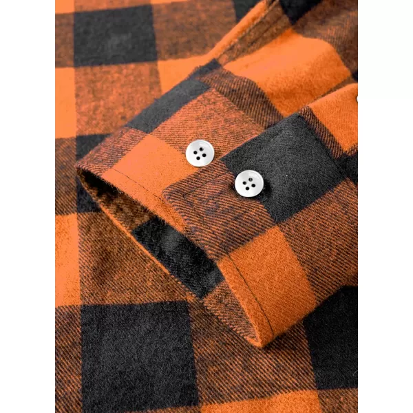 JMIERR Men's Flannel Shirts Casual Long Sleeve Button-Down Plaid Brushed Cotton Shirt