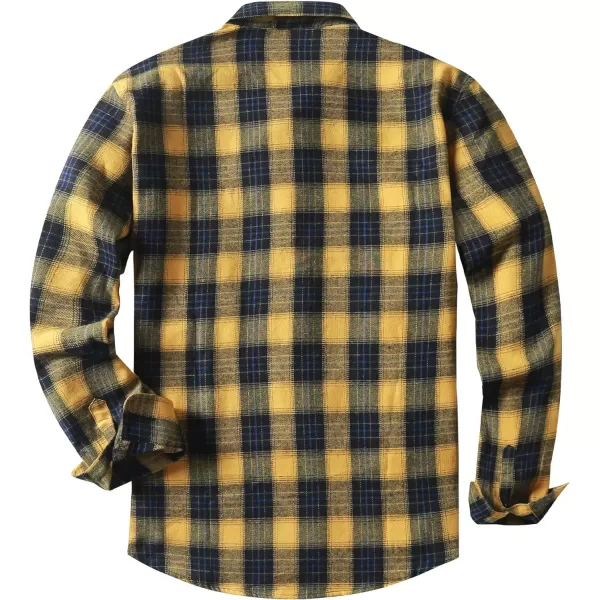 JMIERR Men's Flannel Shirts Casual Long Sleeve Button-Down Plaid Brushed Cotton Shirt