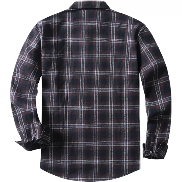 JMIERR Men's Flannel Shirts Casual Long Sleeve Button-Down Plaid Brushed Cotton Shirt