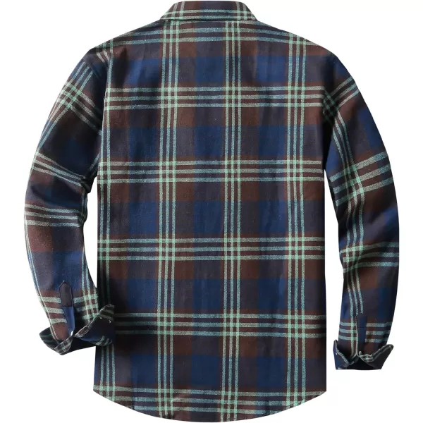 JMIERR Men's Flannel Shirts Casual Long Sleeve Button-Down Plaid Brushed Cotton Shirt