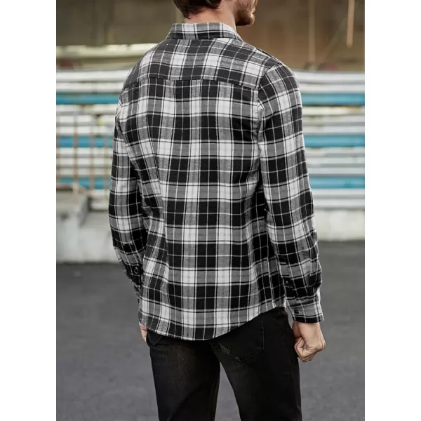 JMIERR Men's Flannel Shirts Casual Long Sleeve Button-Down Plaid Brushed Cotton Shirt