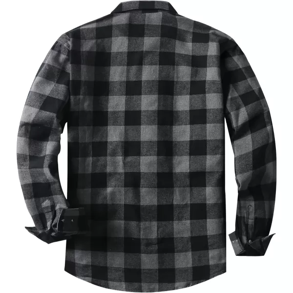 JMIERR Men's Flannel Shirts Casual Long Sleeve Button-Down Plaid Brushed Cotton Shirt