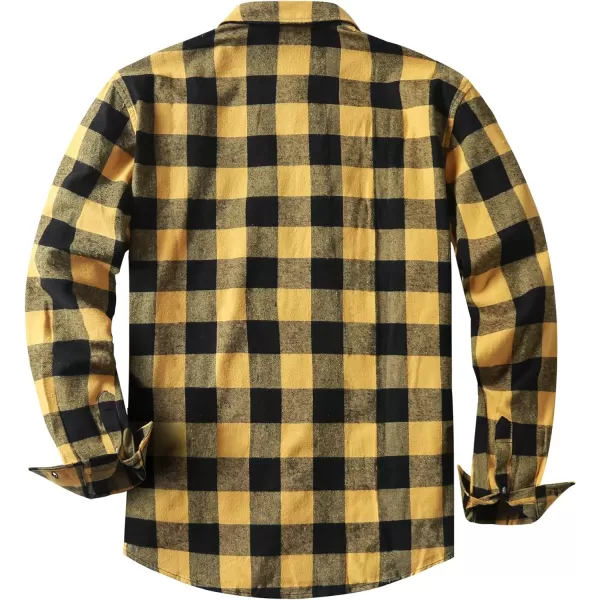 JMIERR Men's Flannel Shirts Casual Long Sleeve Button-Down Plaid Brushed Cotton Shirt