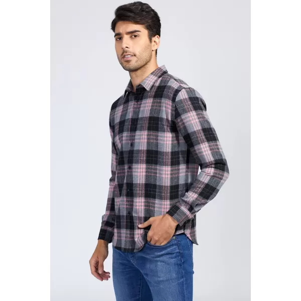 JMIERR Men's Flannel Shirts Casual Long Sleeve Button-Down Plaid Brushed Cotton Shirt