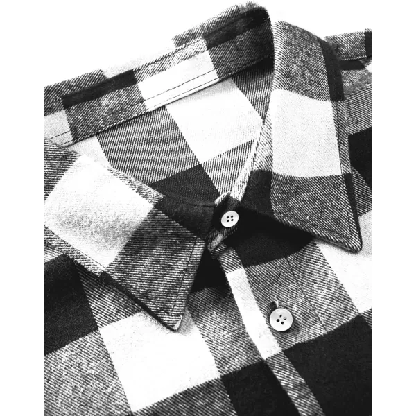 JMIERR Men's Flannel Shirts Casual Long Sleeve Button-Down Plaid Brushed Cotton Shirt