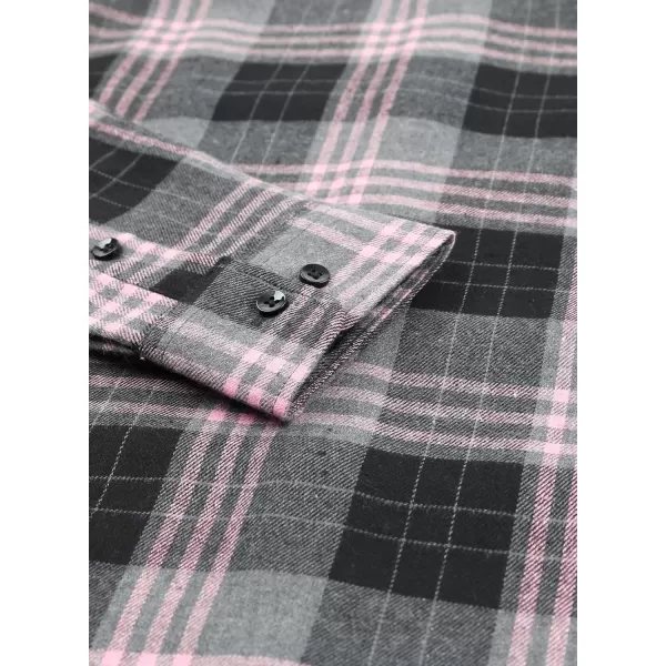 JMIERR Men's Flannel Shirts Casual Long Sleeve Button-Down Plaid Brushed Cotton Shirt