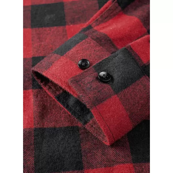 JMIERR Men's Flannel Shirts Casual Long Sleeve Button-Down Plaid Brushed Cotton Shirt