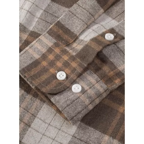 JMIERR Men's Flannel Shirts Casual Long Sleeve Button-Down Plaid Brushed Cotton Shirt