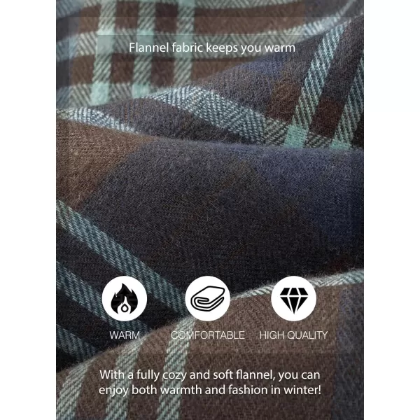 JMIERR Men's Flannel Shirts Casual Long Sleeve Button-Down Plaid Brushed Cotton Shirt