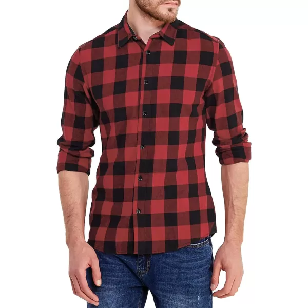JMIERR Men's Flannel Shirts Casual Long Sleeve Button-Down Plaid Brushed Cotton Shirt
