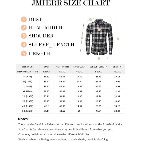 JMIERR Men's Flannel Shirts Casual Long Sleeve Button-Down Plaid Brushed Cotton Shirt