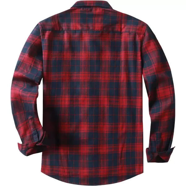JMIERR Men's Flannel Shirts Casual Long Sleeve Button-Down Plaid Brushed Cotton Shirt