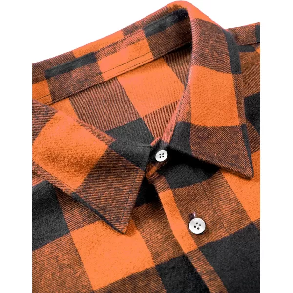 JMIERR Men's Flannel Shirts Casual Long Sleeve Button-Down Plaid Brushed Cotton Shirt