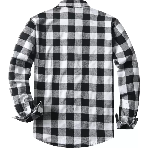JMIERR Men's Flannel Shirts Casual Long Sleeve Button-Down Plaid Brushed Cotton Shirt