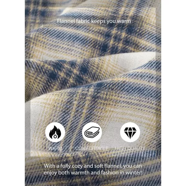 JMIERR Men's Flannel Shirts Casual Long Sleeve Button-Down Plaid Brushed Cotton Shirt