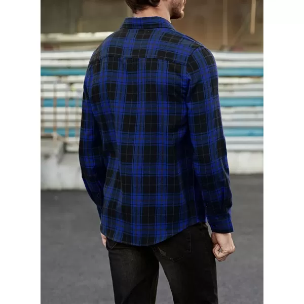 JMIERR Men's Flannel Shirts Casual Long Sleeve Button-Down Plaid Brushed Cotton Shirt