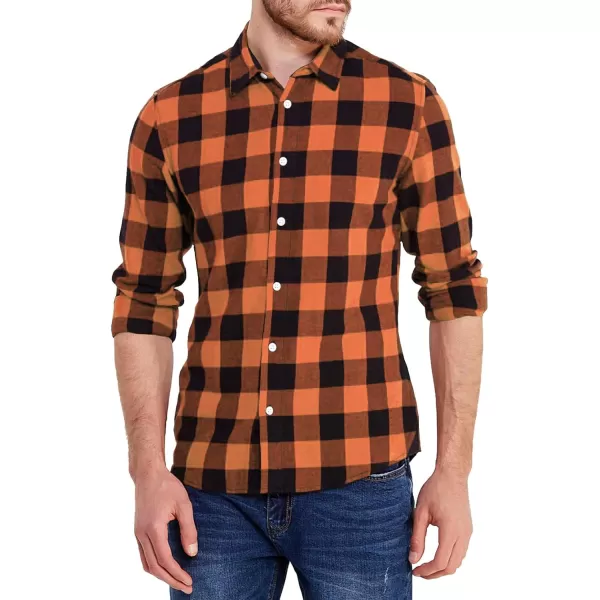 JMIERR Men's Flannel Shirts Casual Long Sleeve Button-Down Plaid Brushed Cotton Shirt