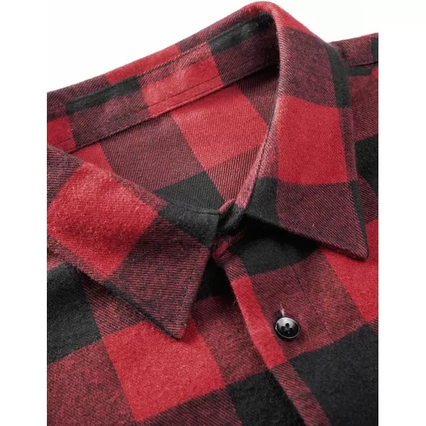 JMIERR Men's Flannel Shirts Casual Long Sleeve Button-Down Plaid Brushed Cotton Shirt