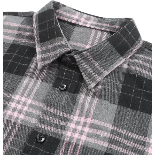 JMIERR Men's Flannel Shirts Casual Long Sleeve Button-Down Plaid Brushed Cotton Shirt
