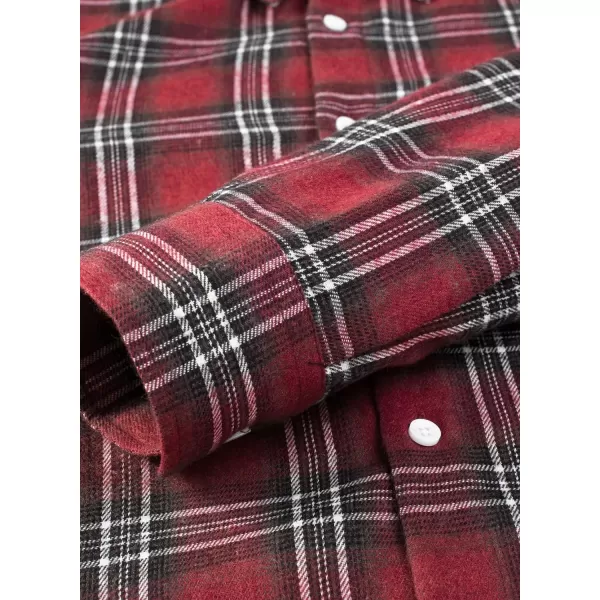JMIERR Men's Flannel Shirts Casual Long Sleeve Button-Down Plaid Brushed Cotton Shirt