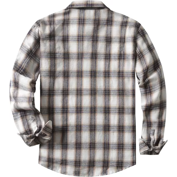 JMIERR Men's Flannel Shirts Casual Long Sleeve Button-Down Plaid Brushed Cotton Shirt
