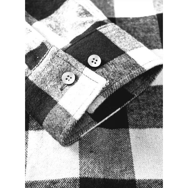 JMIERR Men's Flannel Shirts Casual Long Sleeve Button-Down Plaid Brushed Cotton Shirt