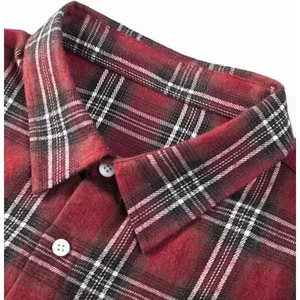 JMIERR Men's Flannel Shirts Casual Long Sleeve Button-Down Plaid Brushed Cotton Shirt