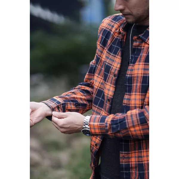 JMIERR Men's Flannel Shirts Casual Long Sleeve Button-Down Plaid Brushed Cotton Shirt