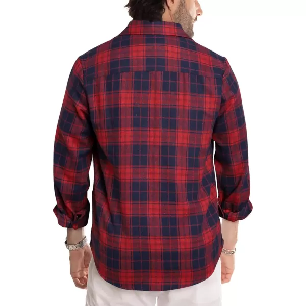 JMIERR Men's Flannel Shirts Casual Long Sleeve Button-Down Plaid Brushed Cotton Shirt