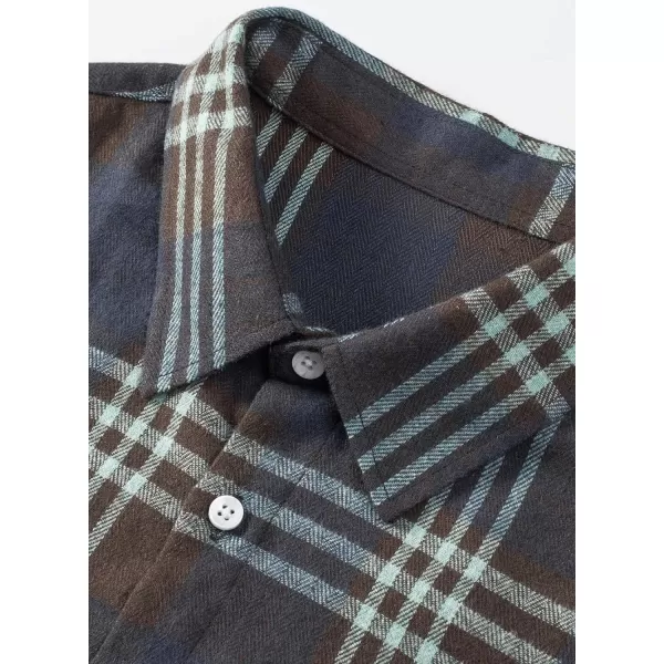 JMIERR Men's Flannel Shirts Casual Long Sleeve Button-Down Plaid Brushed Cotton Shirt