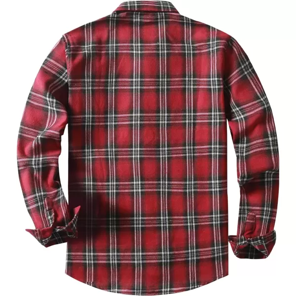 JMIERR Men's Flannel Shirts Casual Long Sleeve Button-Down Plaid Brushed Cotton Shirt