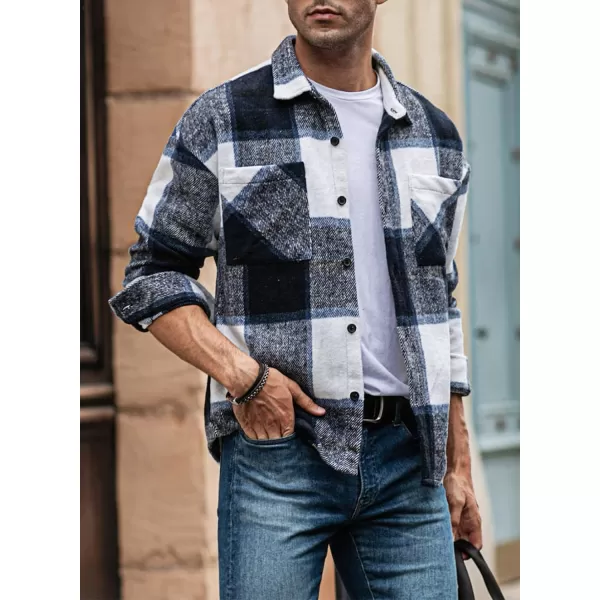 JMIERR Mens Flannel Shirts Shackets Casual Button Down Long Sleeve Plaid Shirt Lightweight Jackets with Pockets