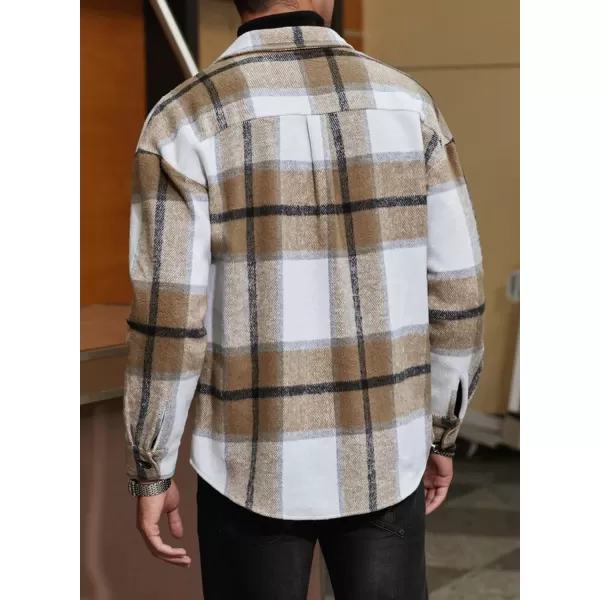 JMIERR Mens Flannel Shirts Shackets Casual Button Down Long Sleeve Plaid Shirt Lightweight Jackets with Pockets