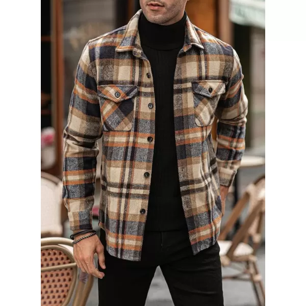 JMIERR Mens Flannel Shirts Shackets Casual Button Down Long Sleeve Plaid Shirt Lightweight Jackets with Pockets