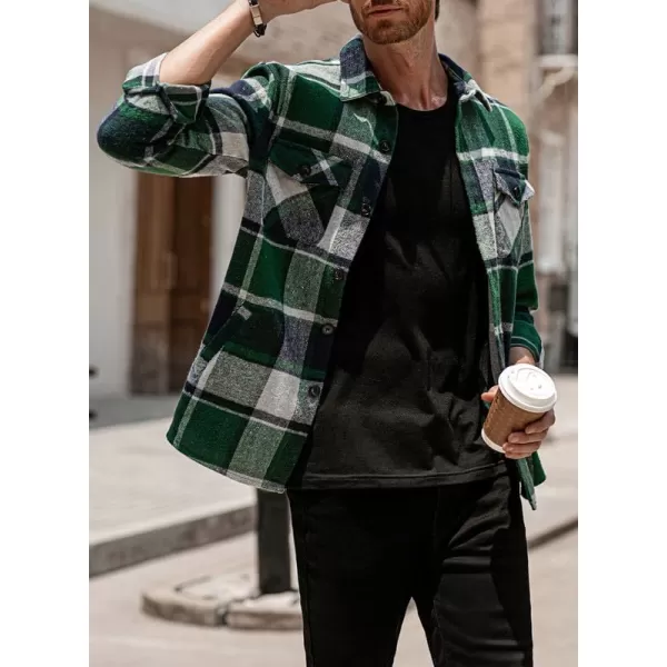 JMIERR Mens Flannel Shirts Shackets Casual Button Down Long Sleeve Plaid Shirt Lightweight Jackets with Pockets