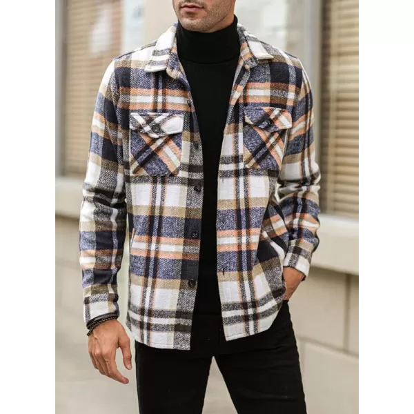 JMIERR Mens Flannel Shirts Shackets Casual Button Down Long Sleeve Plaid Shirt Lightweight Jackets with Pockets