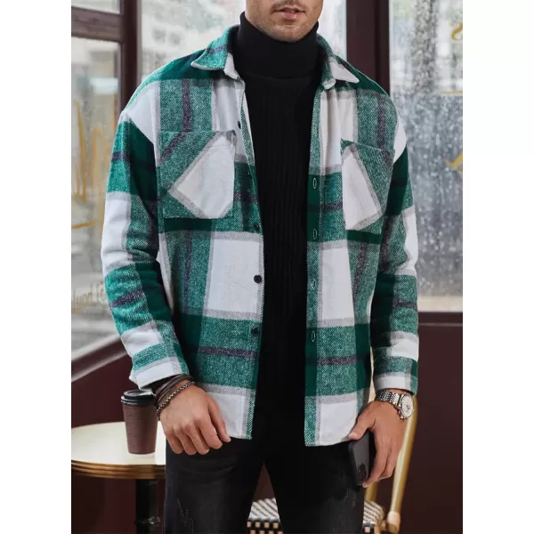 JMIERR Mens Flannel Shirts Shackets Casual Button Down Long Sleeve Plaid Shirt Lightweight Jackets with Pockets