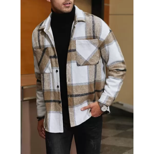 JMIERR Mens Flannel Shirts Shackets Casual Button Down Long Sleeve Plaid Shirt Lightweight Jackets with Pockets