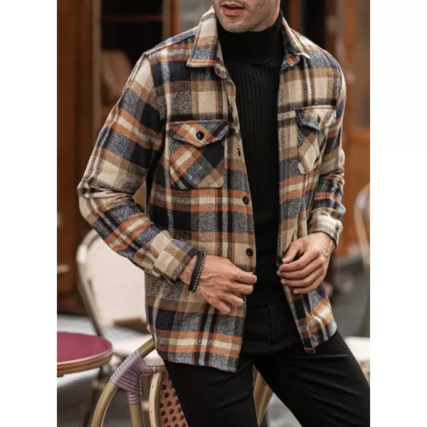 JMIERR Mens Flannel Shirts Shackets Casual Button Down Long Sleeve Plaid Shirt Lightweight Jackets with Pockets