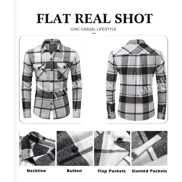 JMIERR Mens Flannel Shirts Shackets Casual Button Down Long Sleeve Plaid Shirt Lightweight Jackets with Pockets