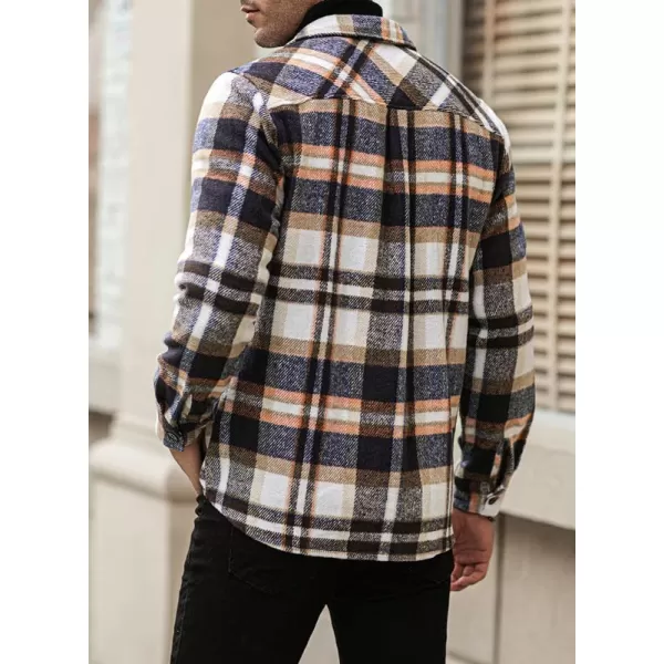 JMIERR Mens Flannel Shirts Shackets Casual Button Down Long Sleeve Plaid Shirt Lightweight Jackets with Pockets
