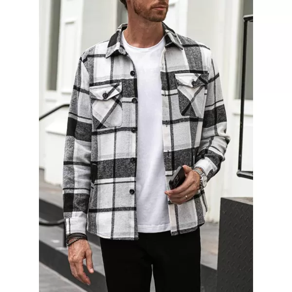 JMIERR Mens Flannel Shirts Shackets Casual Button Down Long Sleeve Plaid Shirt Lightweight Jackets with Pockets