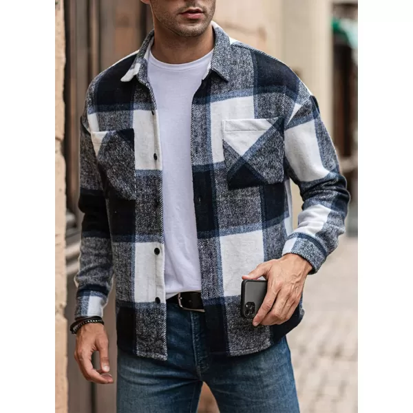 JMIERR Mens Flannel Shirts Shackets Casual Button Down Long Sleeve Plaid Shirt Lightweight Jackets with Pockets