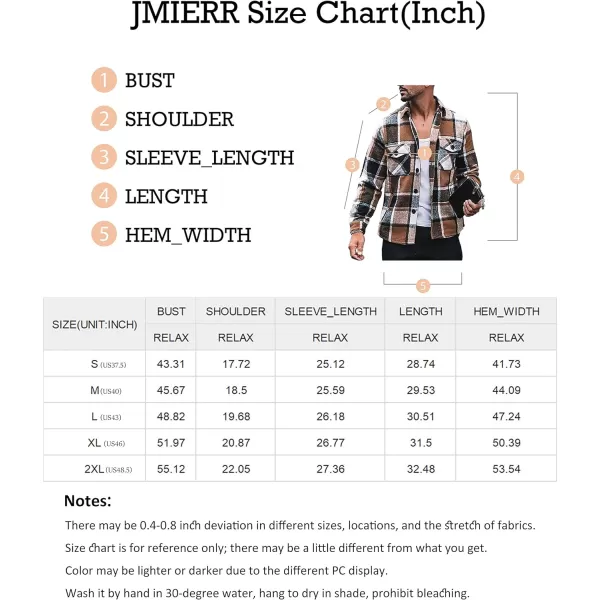 JMIERR Mens Flannel Shirts Shackets Casual Button Down Long Sleeve Plaid Shirt Lightweight Jackets with Pockets