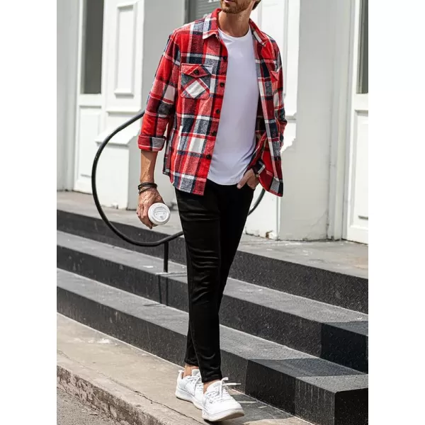 JMIERR Mens Flannel Shirts Shackets Casual Button Down Long Sleeve Plaid Shirt Lightweight Jackets with Pockets