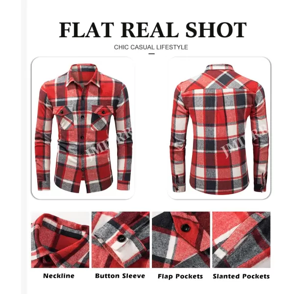 JMIERR Mens Flannel Shirts Shackets Casual Button Down Long Sleeve Plaid Shirt Lightweight Jackets with Pockets