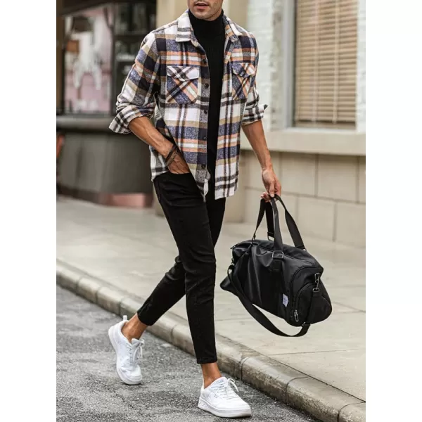 JMIERR Mens Flannel Shirts Shackets Casual Button Down Long Sleeve Plaid Shirt Lightweight Jackets with Pockets