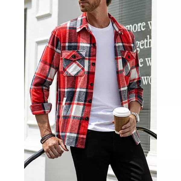 JMIERR Mens Flannel Shirts Shackets Casual Button Down Long Sleeve Plaid Shirt Lightweight Jackets with Pockets