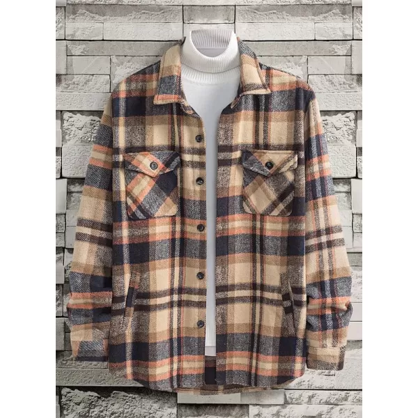 JMIERR Mens Flannel Shirts Shackets Casual Button Down Long Sleeve Plaid Shirt Lightweight Jackets with Pockets