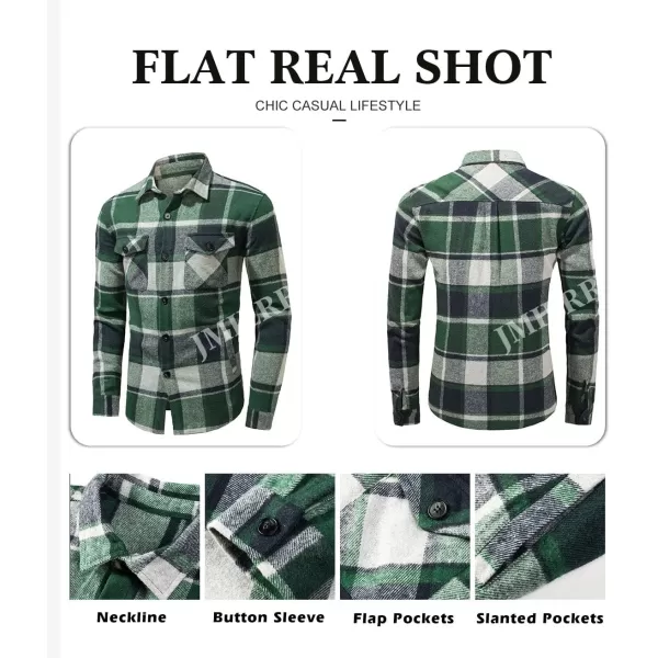 JMIERR Mens Flannel Shirts Shackets Casual Button Down Long Sleeve Plaid Shirt Lightweight Jackets with Pockets